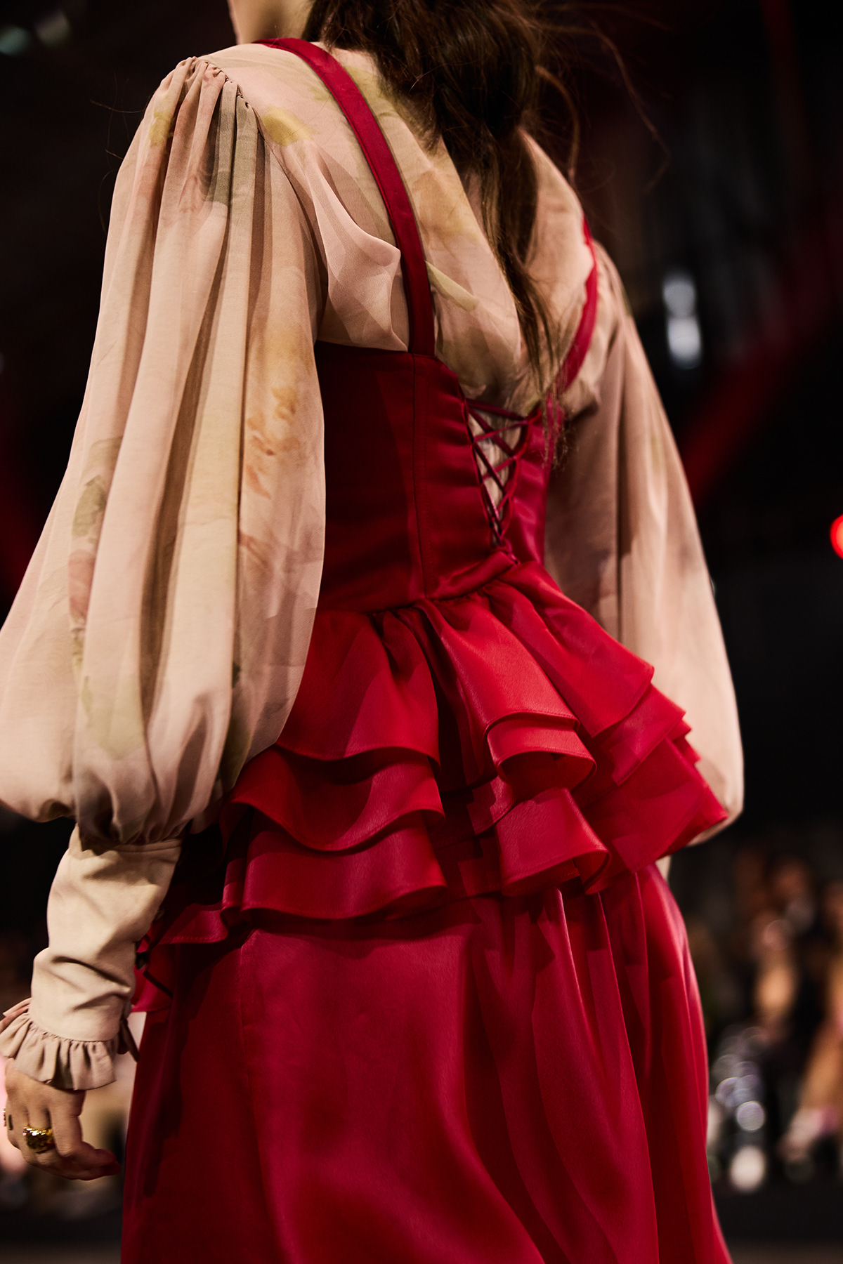 Red, over the shoulder