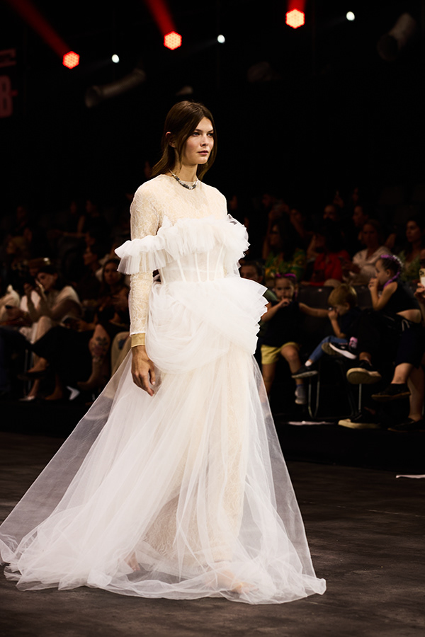 White tulle on the runway